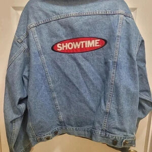 Vintage VTG Showtime Denim Jacket "Celebrating 20 Years" Has Some stains. See p